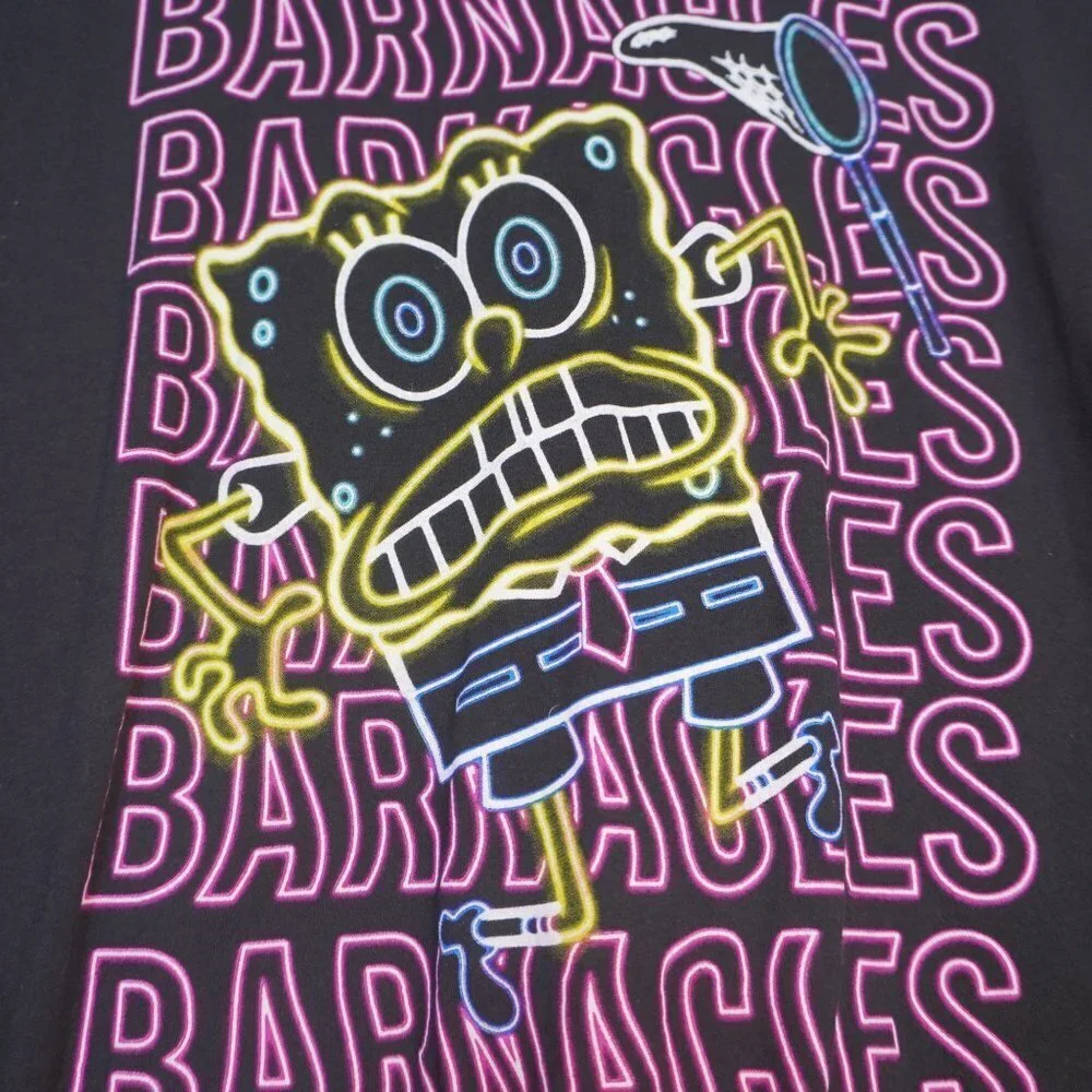 Nickelodeon SpongeBob Mens Black And Multicolored Short Sleeve Shirt Size XL - Picture 2 of 4